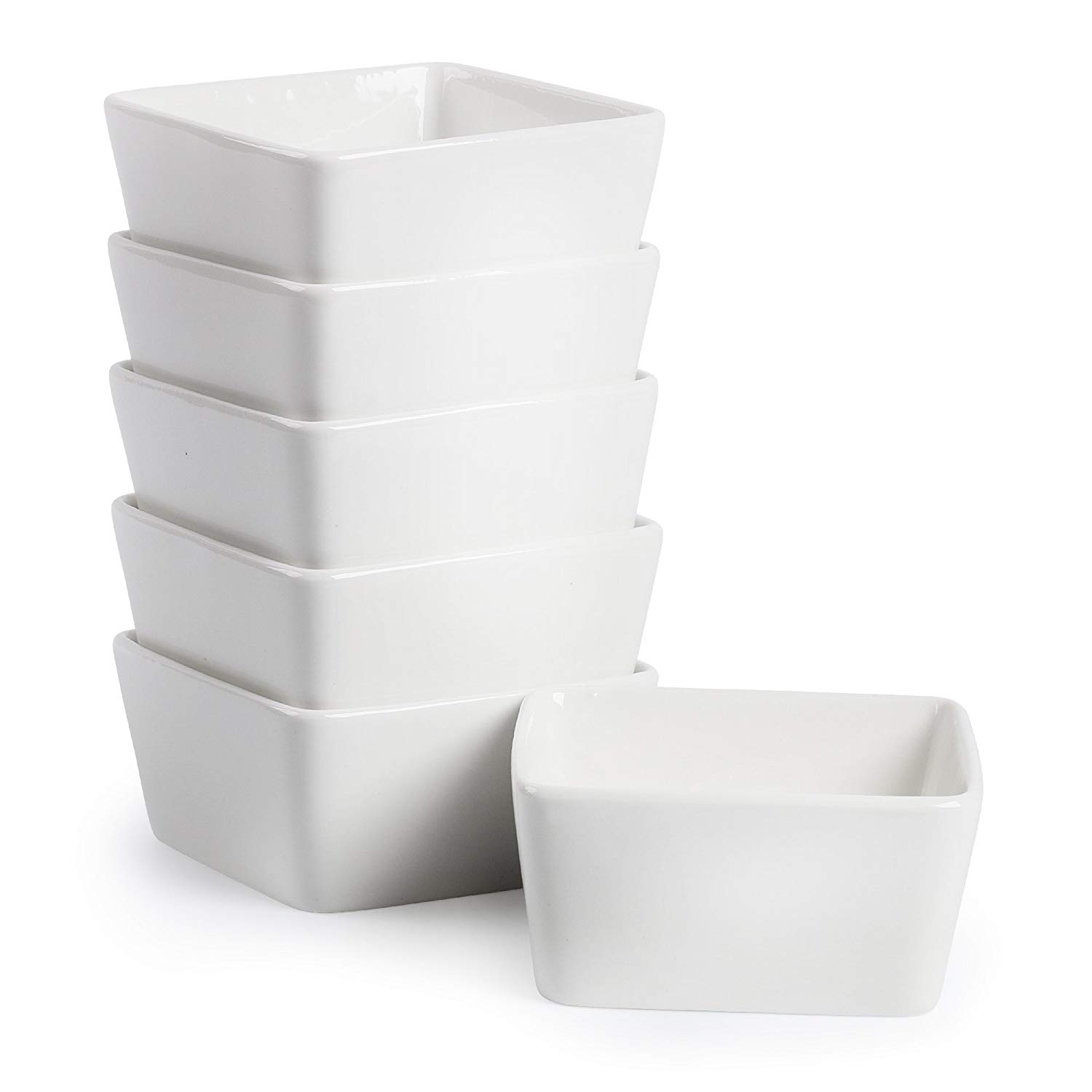 Set 6 White Porcelain 5oz Individual Dessert Oven-to-Table Ramekin Dishes 