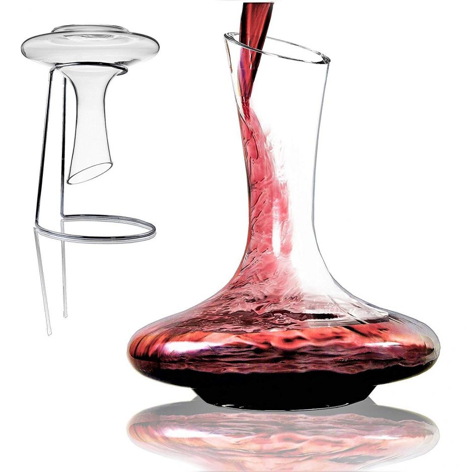 BTäT- Decanter with Stand, Wine Decanter, Wine Carafe, Hand Blown 100% Lead Free Crystal Glass, Wine Accessories, Crystal Decanter, Wine lover Gifts, Wine Decanters and Carafes, Wine Decanter Aerator