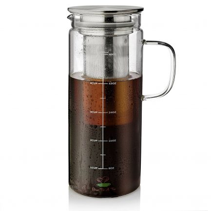 BTäT- Cold Brew Coffee Maker, 1.5 Quart,48 oz Iced Coffee Maker, Iced Tea Maker, Airtight Cold Brew Pitcher, Coffee Accessories, Cold Brew System, Cold Tea Brewing, Coffee Gift, Tea Maker with Infuser