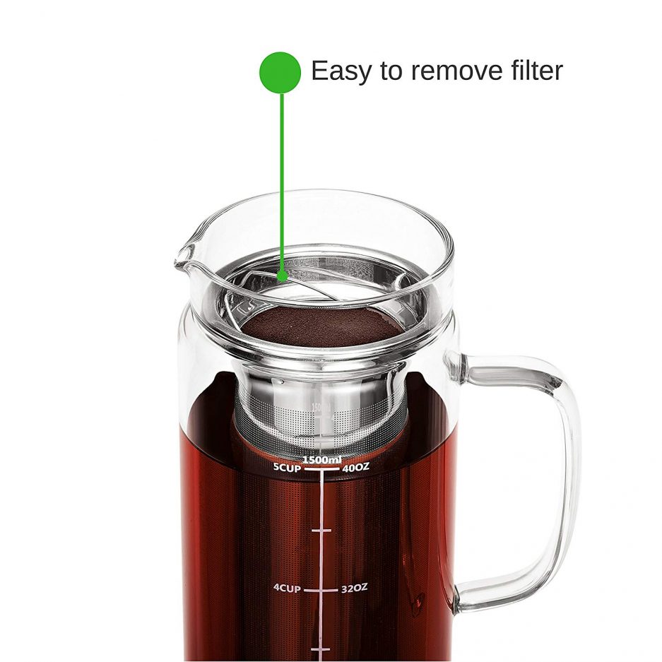 BTäT- Cold Brew Coffee Maker, 1.0 Quart,32 oz Iced Coffee Maker, Iced Tea Maker, Airtight Cold Brew Pitcher, Coffee Accessories, Cold Brew System, Cold Tea Brewing, Coffee Gift, Tea Maker with Infuser