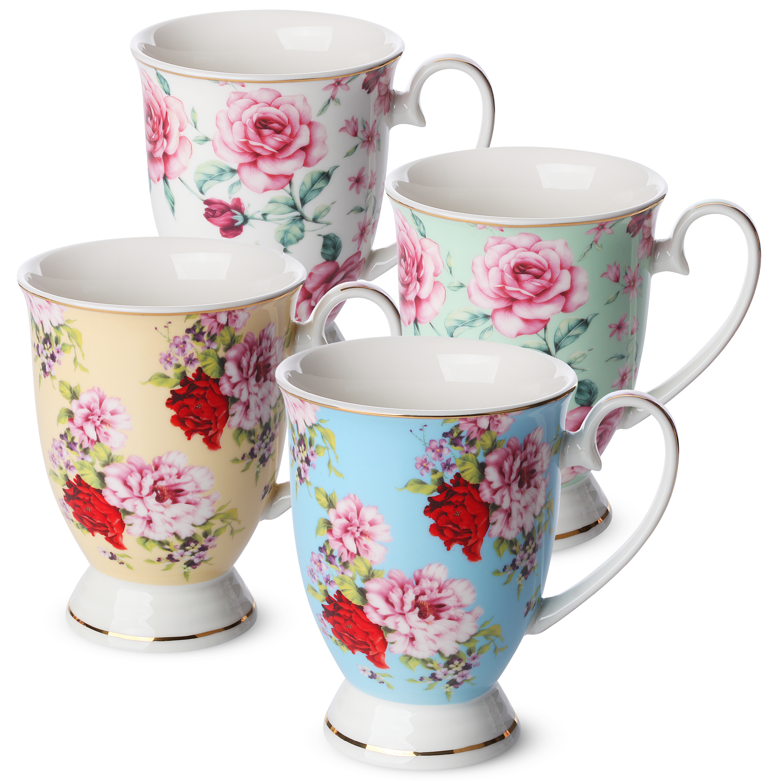 BTaT- Coffee Mugs, 12 oz, Set of 4, Floral Mugs, Porcelain Bone China, Tea  Mug, Coffee Cups, Coffee …See more BTaT- Coffee Mugs, 12 oz, Set of 4