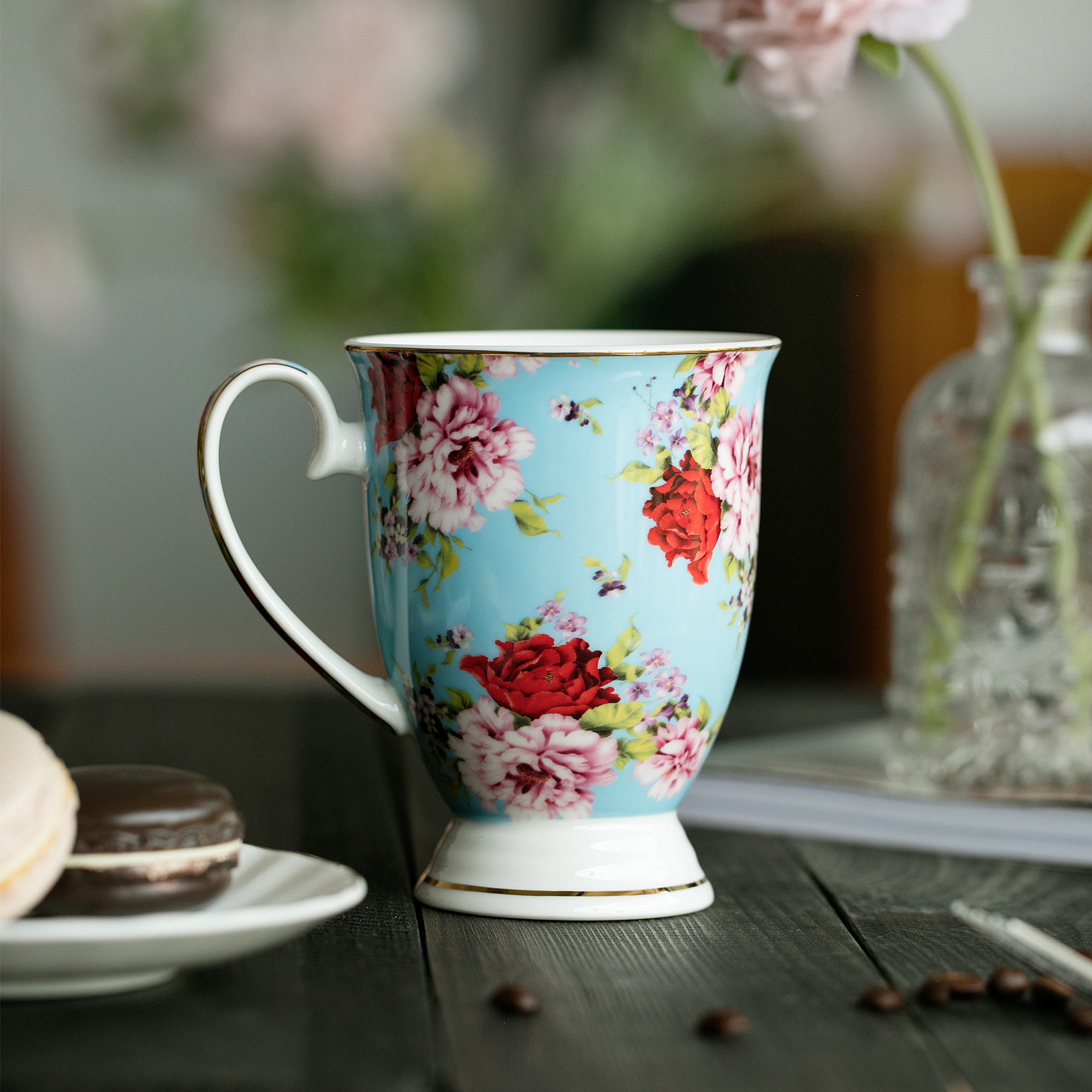 BTäT- 12 ounce Floral Coffee Mugs (set of 4) – BTAT