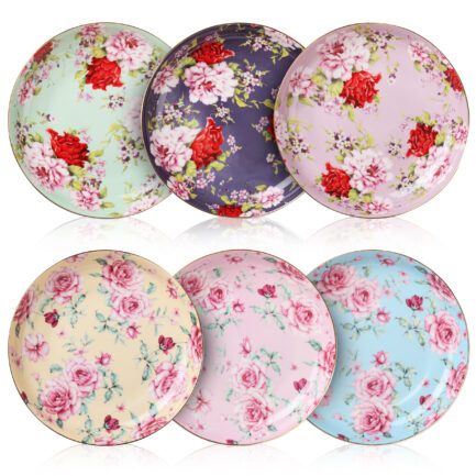 BTäT- Multicolor Floral Tea Cups and Saucers (set of 8)