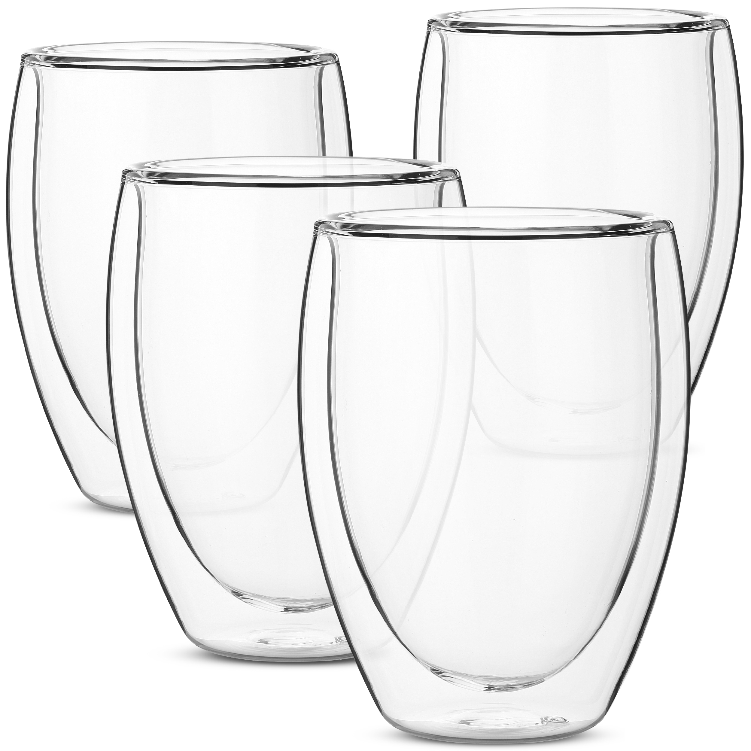 BTAT INSULATED DRINKING GLASSES DOUBLE WALL GLASS SET OF 4 6.5 OZ 190 ML